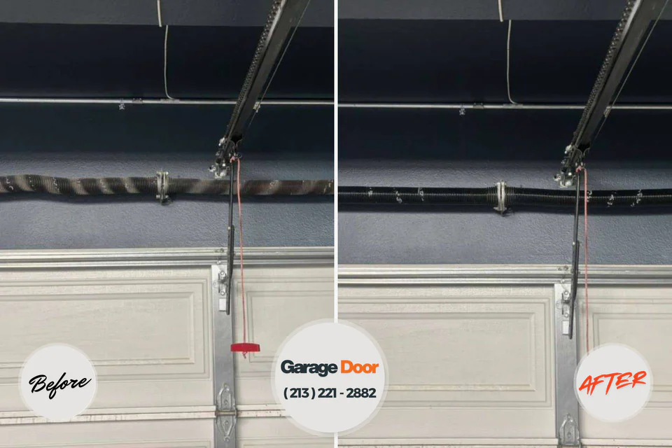 Before and after: garage door repair Sackets Harbor, NY
